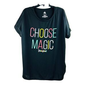 DISNEY Choose Magic Rolled Short Sleeve t shirt Black Size 1X color spellout tee